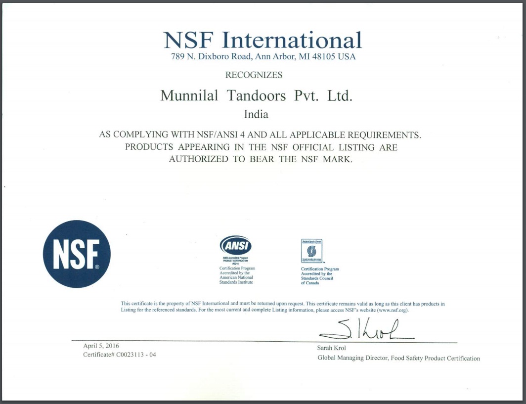NSF Certification for USA and Canada